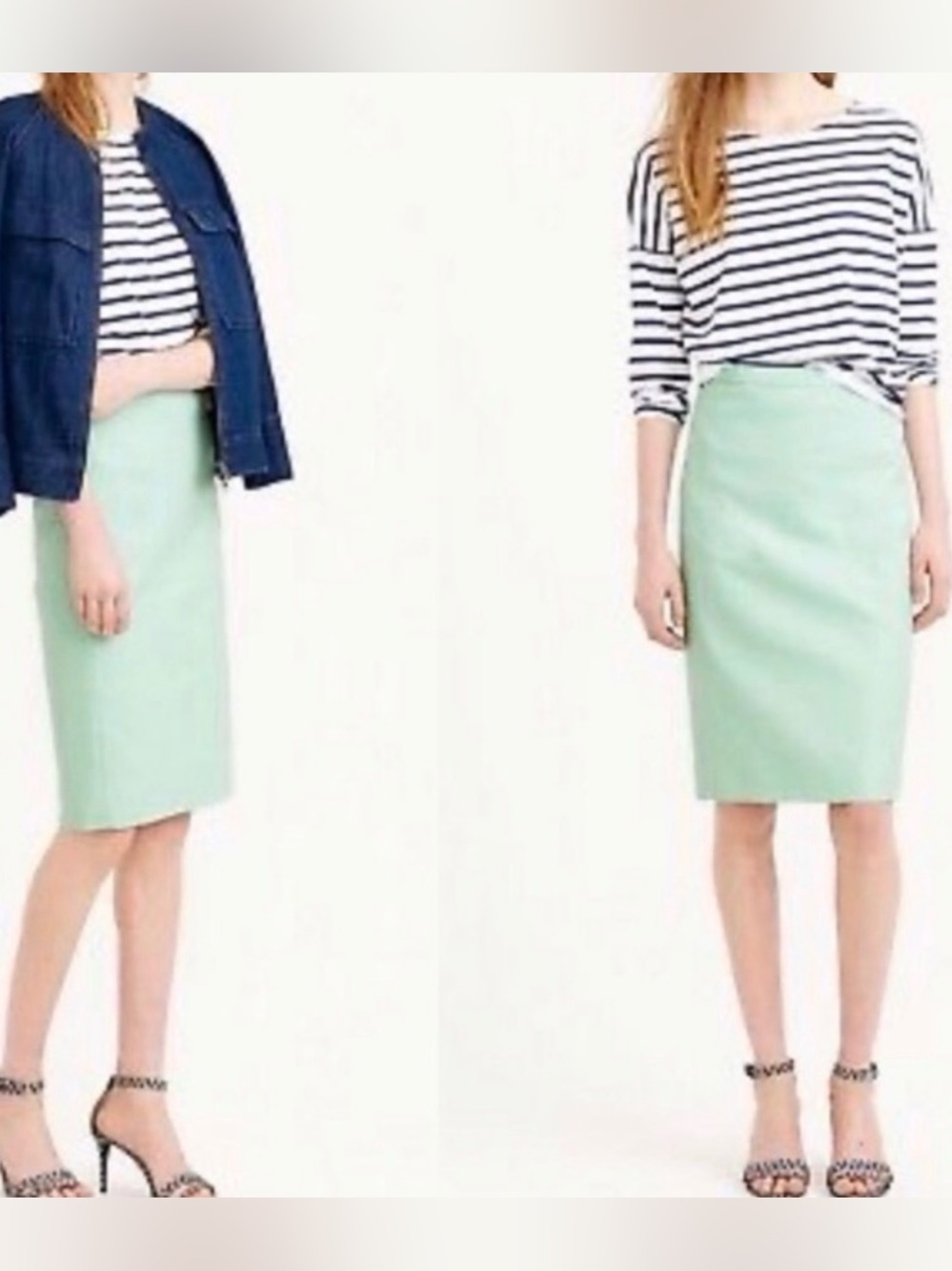 J.CREW NO. 2 PENCIL LIGHT GREEN  STRETCH COTTON SKIRT